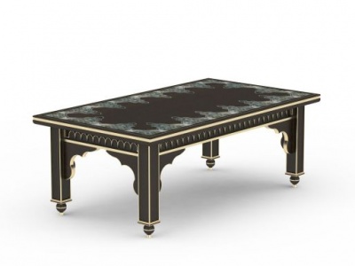 3d欧式黑色印花餐桌模型