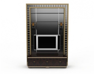 现代电视柜背景墙模型