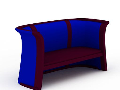 时尚蓝红拼色休闲沙发椅模型