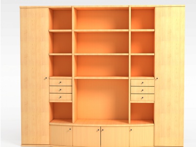 3d现代大型实木书柜免费模型