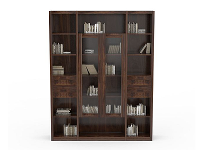 现代实木书柜模型3d模型
