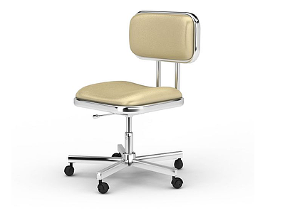 3d时尚米色软包办公转椅模型