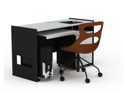 简约办公桌椅组合电脑桌模型
