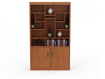 3d实木书柜酒柜免费模型