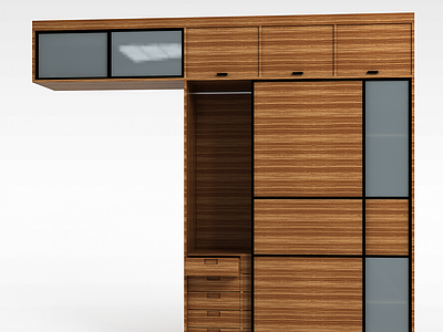 3d现代时尚木质衣柜免费模型