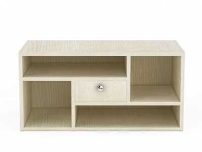 3d现代米白色木质鞋柜免费模型