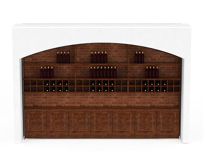 大型实木酒柜模型3d模型