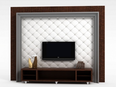 美式软包电视柜背景墙模型3d模型