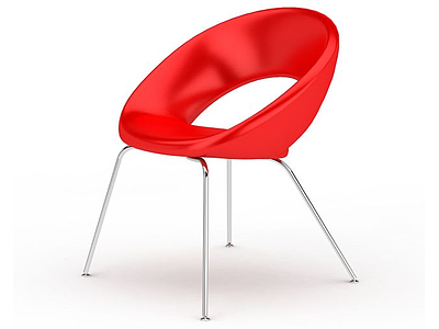 时尚大红色休闲椅模型
