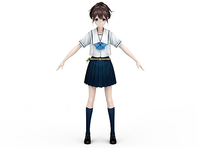 日系漫画女孩模型3d模型