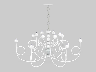 3d现代白色金属吊灯免费模型