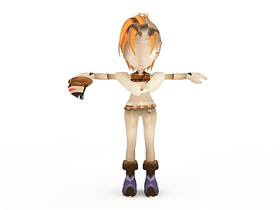 3d最终幻想游戏人物短发女孩模型