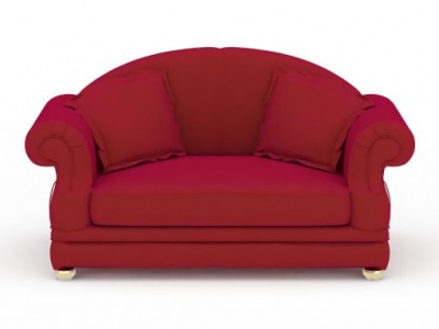 3d美式红色软包沙发模型