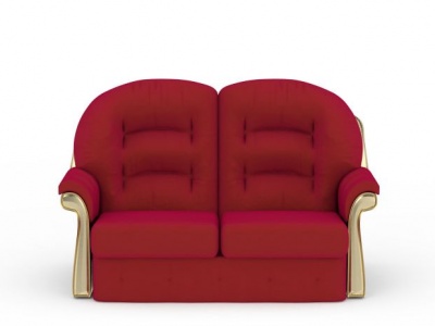 3d红色高档软包双人沙发模型