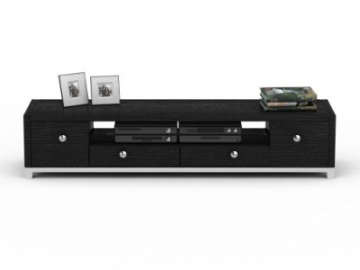 3d现代黑色实木电视柜模型