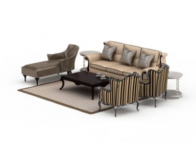 3d豪华欧式组合沙发模型