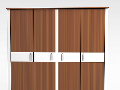 3d现代四开门木质衣柜免费模型