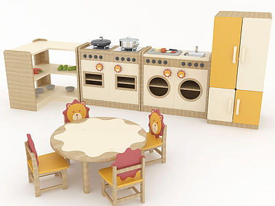 3d儿童厨房模型