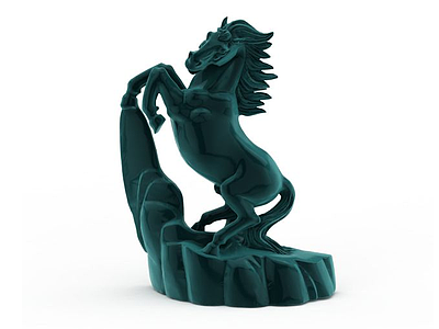 蓝色骏马雕刻品摆件模型3d模型