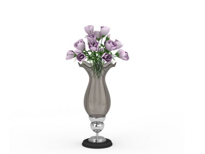 3d现代灰色玻璃花瓶装饰模型