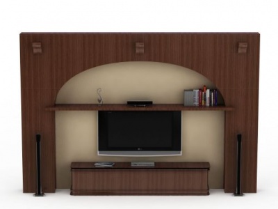 欧式实木电视柜背景墙模型3d模型