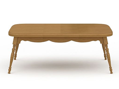 3d现代雕花实木餐桌模型