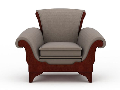 3d欧式单人休闲沙发模型