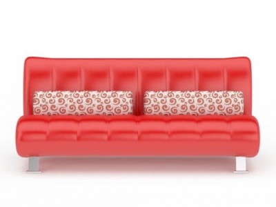 红色皮质沙发坐椅3d模型