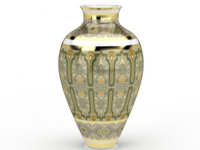 3d精美阿拉伯风格陶瓷印花瓶子模型