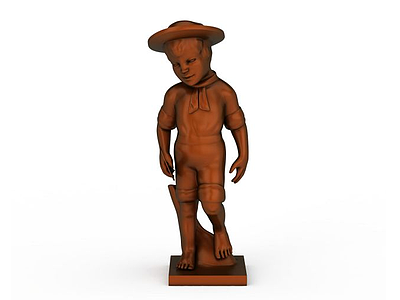 3d小男孩人物雕像摆件模型
