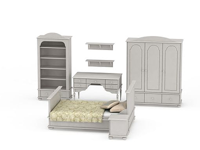 卧室床柜组合模型
