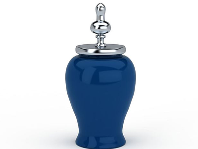 3d精美蓝色瓶罐艺术摆件模型