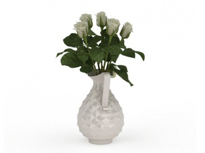 3d精美白色陶瓷花瓶模型
