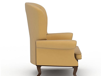 单人黄色坐椅沙发3d模型