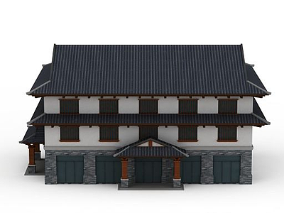 3d明清时代房屋建筑楼模型