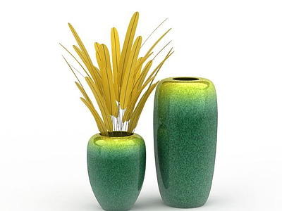 精美彩釉陶罐花瓶工艺品摆件模型3d模型