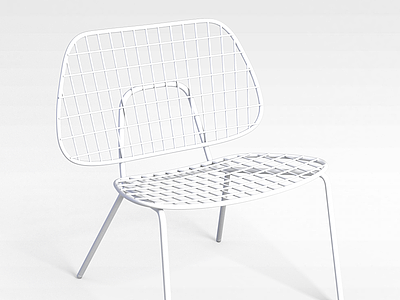 3d后现代白色铁艺椅子模型