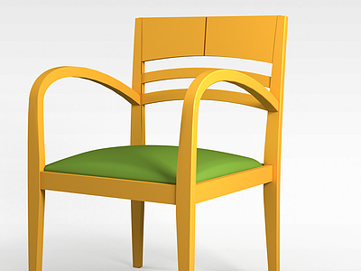 3d现代实木软坐垫餐椅模型