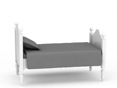 3d简欧实木单人床免费模型