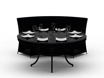 圆形餐桌沙发组合模型3d模型