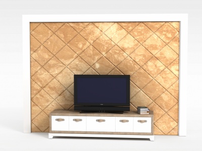 3d现代菱形电视柜背景墙免费模型