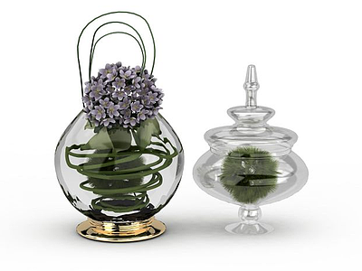 3d创意灯笼状玻璃花瓶模型
