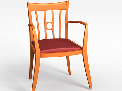 3d经典实木餐椅休闲椅模型