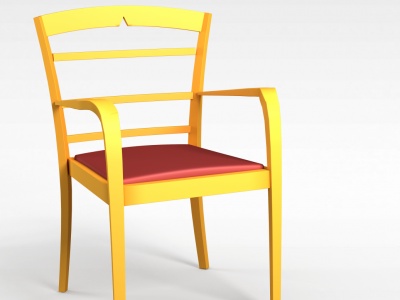 3d简约实木餐椅模型