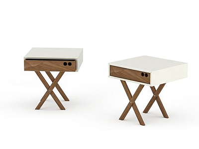 现代实木小方桌组合模型