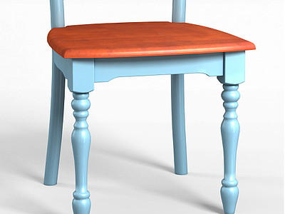3d现代蓝色实木椅子模型