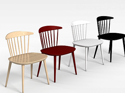 简约餐椅套装模型3d模型