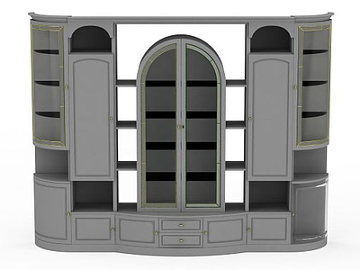 灰色实木衣柜模型3d模型