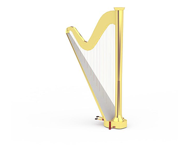 高端金色竖琴模型3d模型