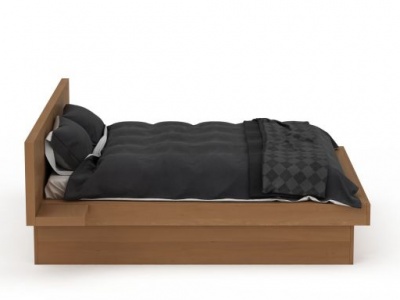 现代简约风格实木双人床模型3d模型
